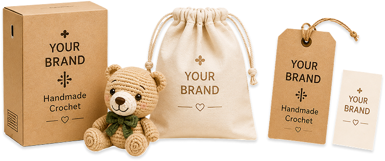 Private label crochet branding mockup
