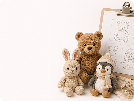 Crochet Toys and Design Sketches